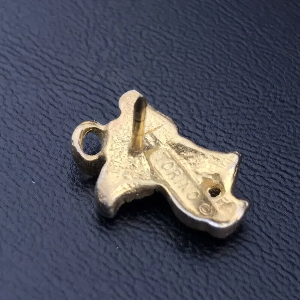 Angel Dog Gold Tone Vintage Metal Pin Brooch Puppy